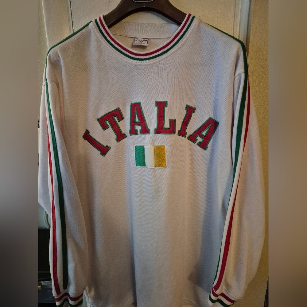 Italia White Sweatshirt with Tricolor Accents